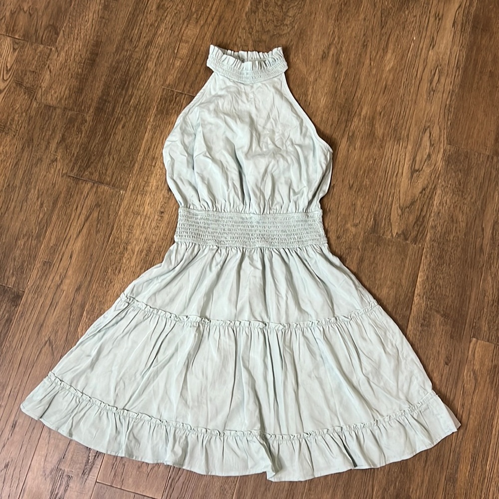 Sage green halter top dress